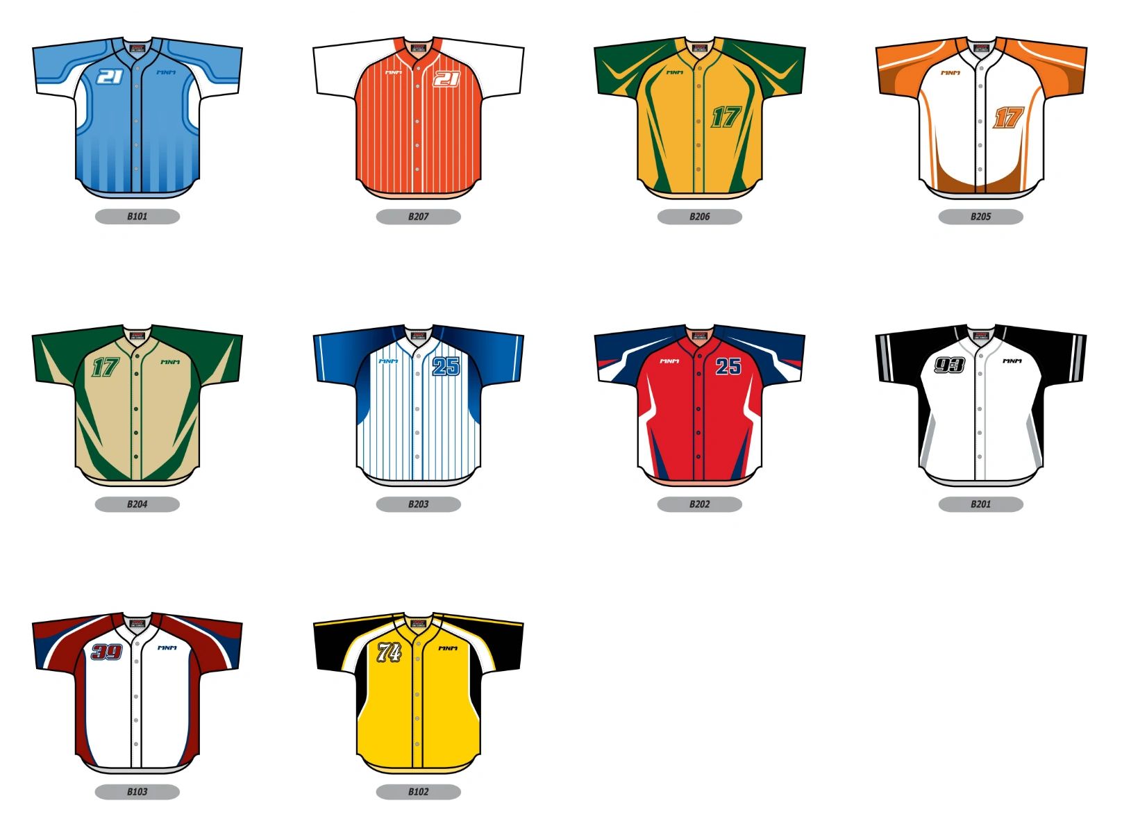 Baseball — modèles disponibles, planche 6
