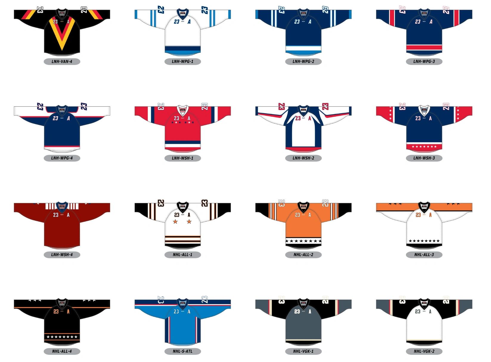 Hockey sur glace — modèles disponibles, planche 1